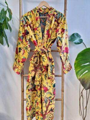 Velvet House Unisex Kimono Jacket Reversible in yellow Punch - Image 9