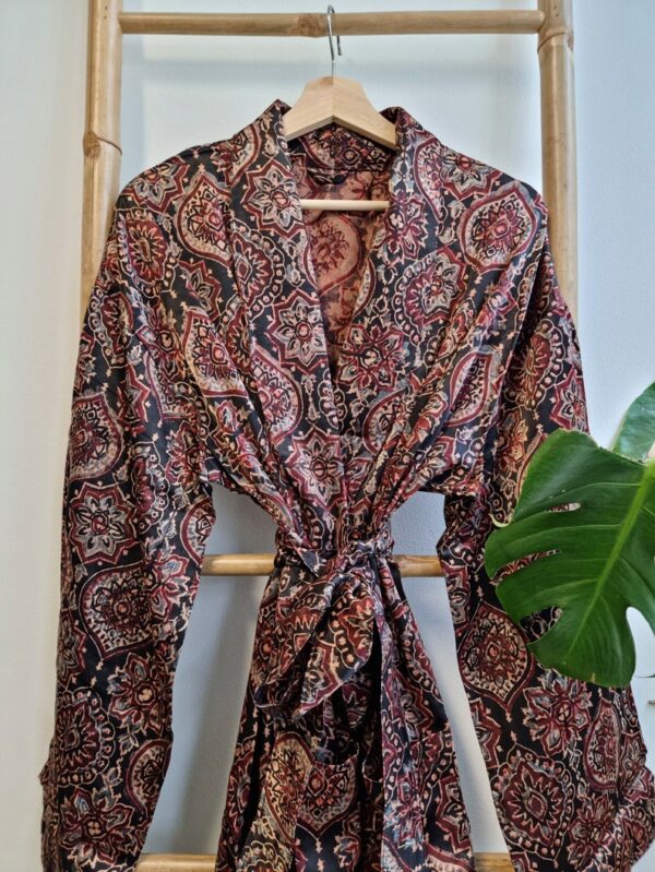 Men's Silk Mashru & Ajrakh Handprinted Boho Kimonos with Mughal Touch
