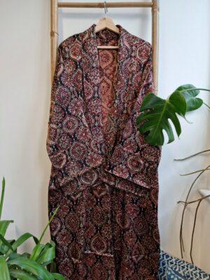 Men's Silk Mashru & Ajrakh Handprinted Boho Kimonos with Mughal Touch - Image 2
