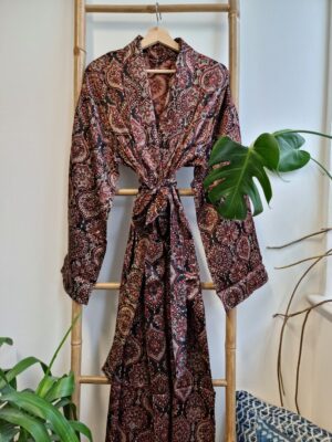 Men's Silk Mashru & Ajrakh Handprinted Boho Kimonos with Mughal Touch - Image 3