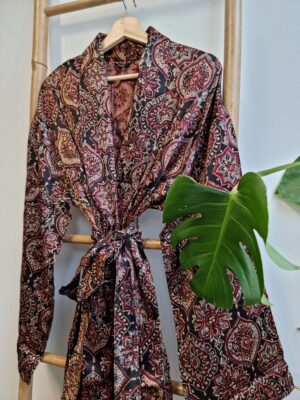 Men's Silk Mashru & Ajrakh Handprinted Boho Kimonos with Mughal Touch - Image 4