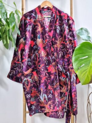 Velvet Unisex Kimono in rich exotic purple - Image 2