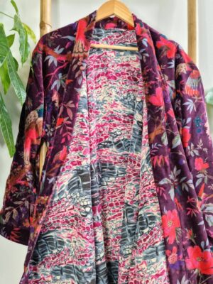 Velvet Unisex Kimono in rich exotic purple - Image 7