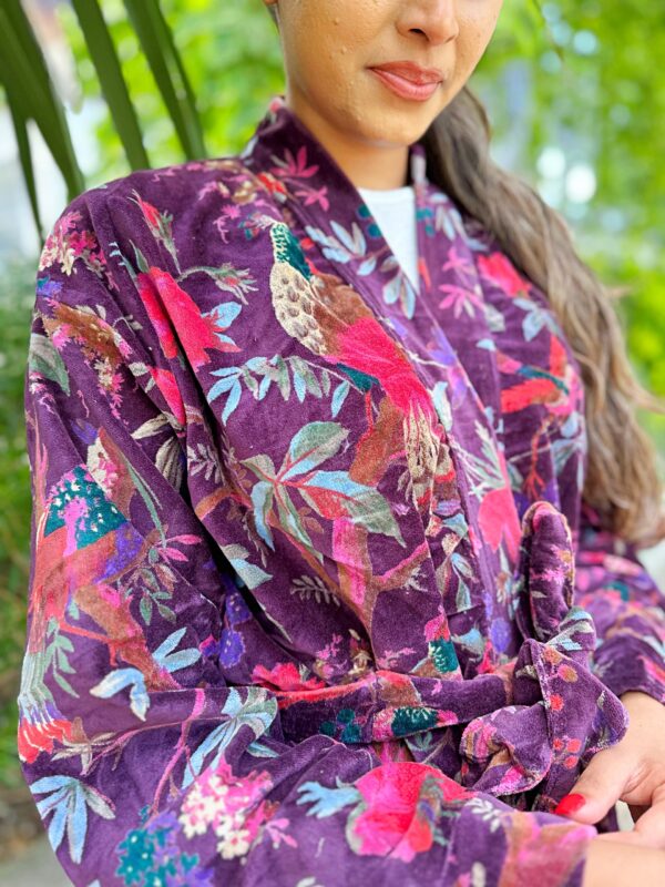 Velvet Unisex Kimono in rich exotic purple