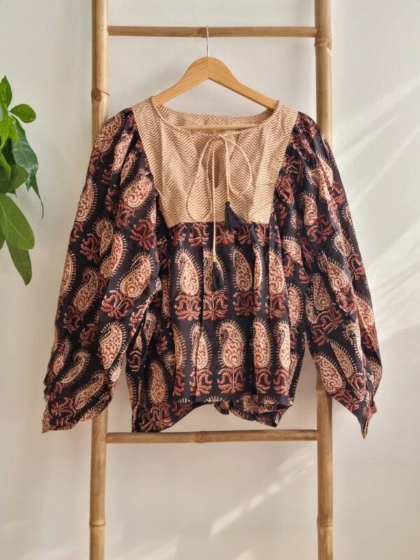 Pure Cotton Earthy Floral Bohemian Blouse