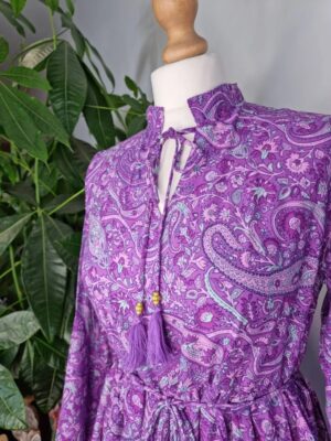 Midi Paisley Floral Dress  In Ripe Lavender Purple - Image 2