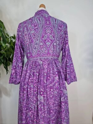 Midi Paisley Floral Dress  In Ripe Lavender Purple - Image 5