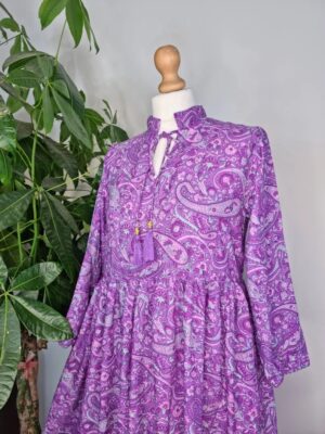 Midi Paisley Floral Dress  In Ripe Lavender Purple - Image 7