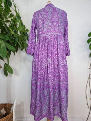 Midi Paisley Floral Dress  In Ripe Lavender Purple - Image 8
