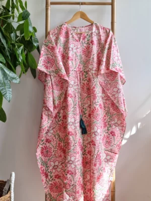 Pure Cotton Kaftan Kimono In Pink - Image 5