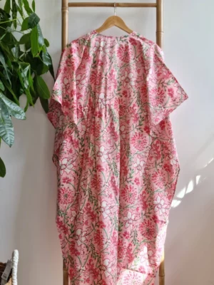 Pure Cotton Kaftan Kimono In Pink - Image 6