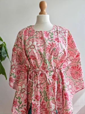 Pure Cotton Kaftan Kimono In Pink - Image 7