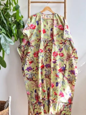 Vibrant Pure Cotton Kaftan Kimono - Image 5
