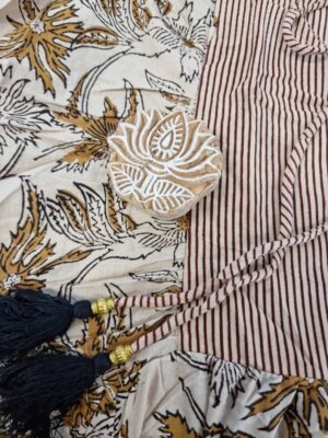 Pure Cotton Earthy Floral Bohemian Blouse In Block Print - Image 7