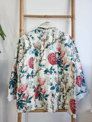Kantha Reversible Front Tie Open Jacket In Vintage Style - Image 6