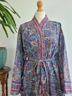 New Silk Boho Kimono/Gown Ocean - Image 6
