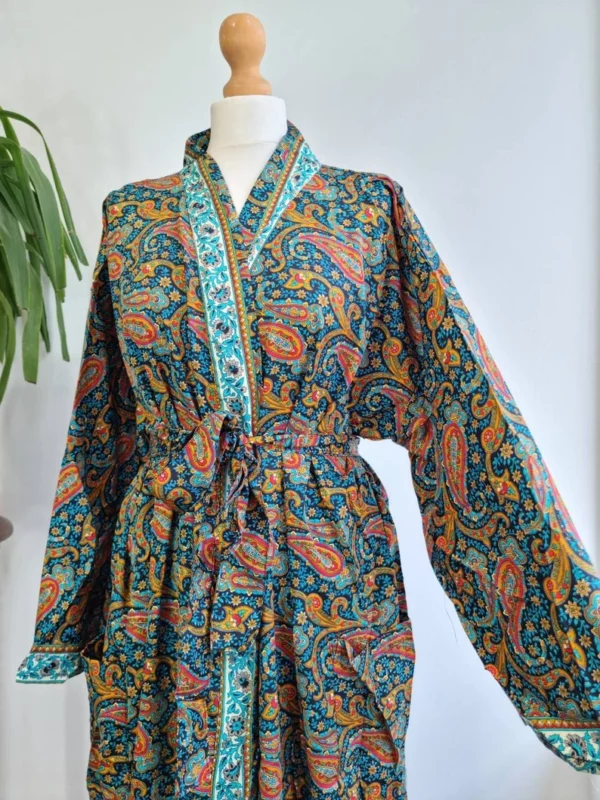 New Silk Boho Kimono In a mix Ocean Blue Green Teal Fire Orange Shade
