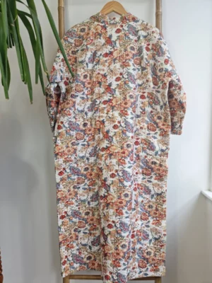Kantha Cotton Long Reversible Kimono Jacket In Cream Shade - Image 5