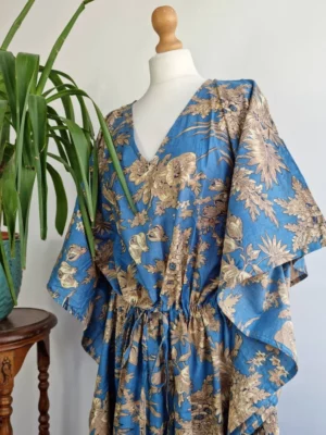 Comfy Cotton Kaftan Dress In Indian Block print - Image 2