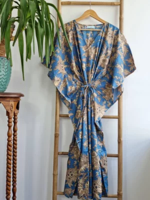 Comfy Cotton Kaftan Dress In Indian Block print - Image 3