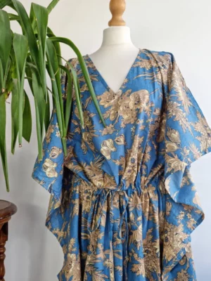 Comfy Cotton Kaftan Dress In Indian Block print - Image 7