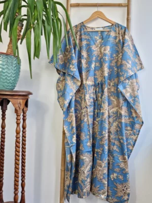 Comfy Cotton Kaftan Dress In Indian Block print - Image 8