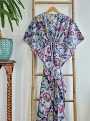 Cotton Kaftan Dress with Floral print - Image 2