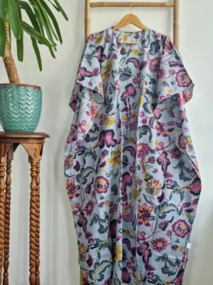Cotton Kaftan Dress with Floral print - Image 4