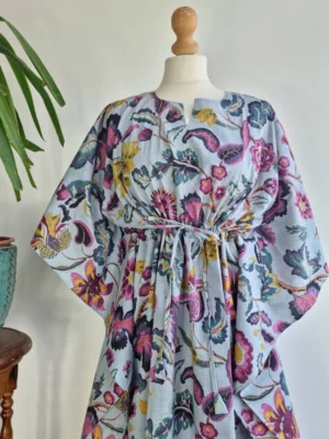 Cotton Kaftan Dress with Floral print - Image 7