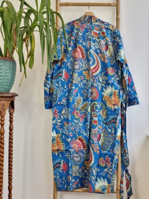 Cotton Boho Tropical Handprint Robe - Image 3