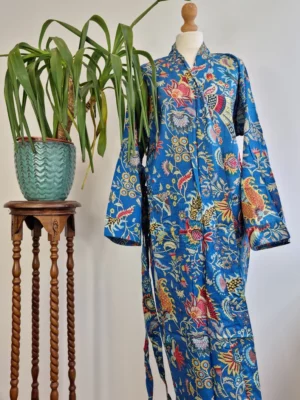 Cotton Boho Tropical Handprint Robe - Image 4