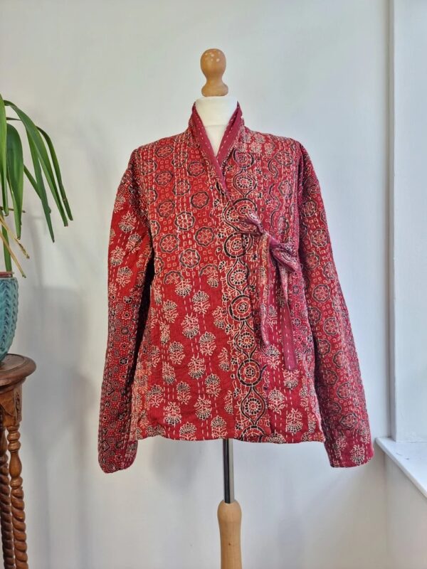 Unisex Kantha reversible open jacket- Bohemian Style In Melange Prints