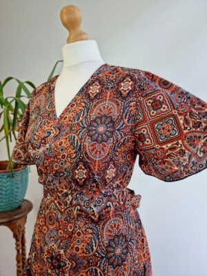 Long length Bohemian dress  In ajrak print - Image 3
