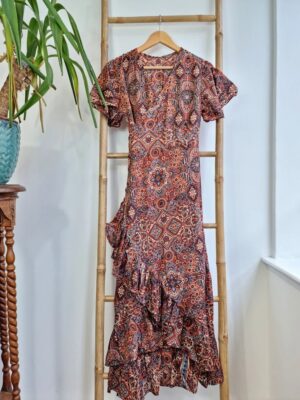 Long length Bohemian dress  In ajrak print - Image 5