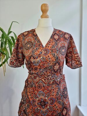 Long length Bohemian dress  In ajrak print - Image 8
