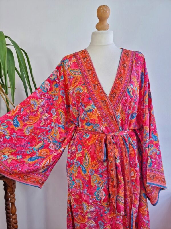 New Silk Boho Kimono in Hot Pink
