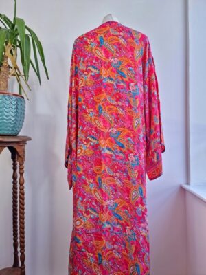 New Silk Boho Kimono in Hot Pink - Image 10