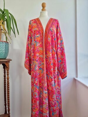 New Silk Boho Kimono in Hot Pink - Image 2