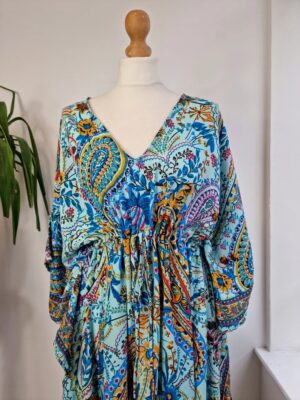 Multicolor floral print New Silk Blend Kaftan - Image 3