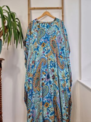 Multicolor floral print New Silk Blend Kaftan - Image 4