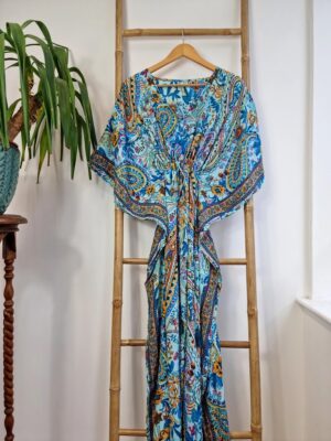 Multicolor floral print New Silk Blend Kaftan - Image 6