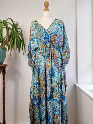 Multicolor floral print New Silk Blend Kaftan - Image 9