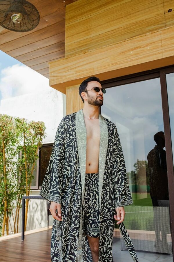 Artistic print Men's Silk Boho Kimonos