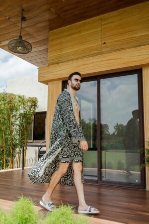 Artistic print Men's Silk Boho Kimonos - Image 2