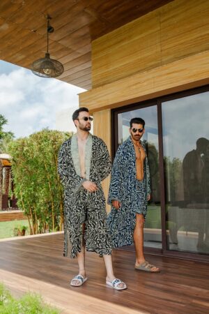 Artistic print Men's Silk Boho Kimonos - Image 5