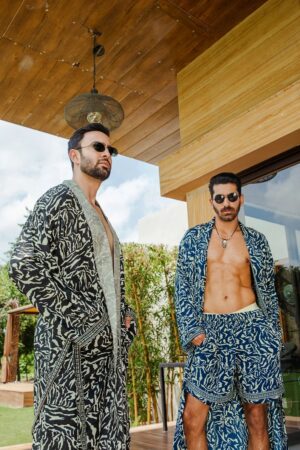 Artistic print Men's Silk Boho Kimonos - Image 6