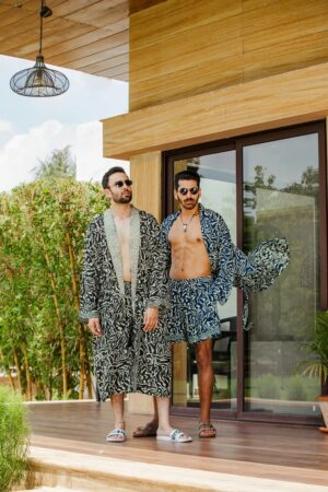 Artistic print Men's Silk Boho Kimonos - Image 7