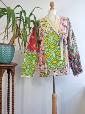 Kantha Reversible Short jacket in splash framework - Image 2