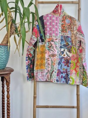 Kantha Reversible Short jacket in splash framework - Image 5