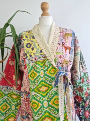 Kantha Reversible Short jacket in splash framework - Image 6